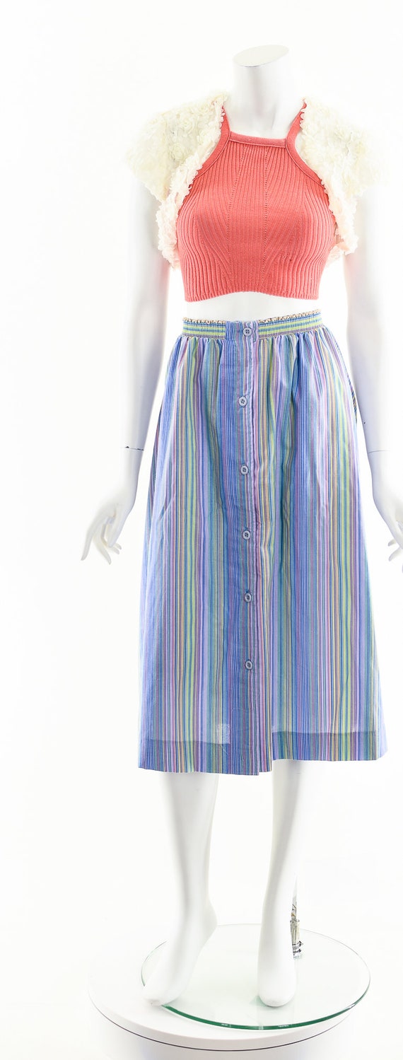 Pastel Striped Midi Skirt,Rainbow Pastel Skirt,Vi… - image 4