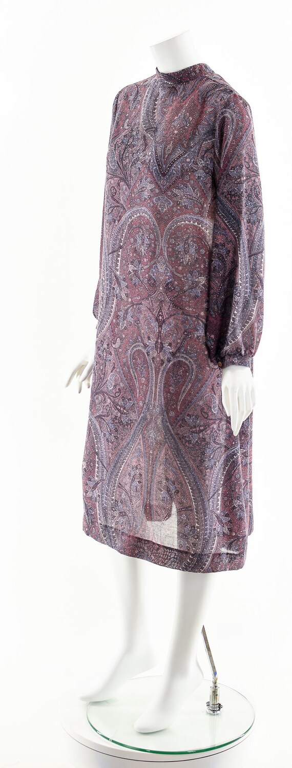 Victorian Purple Paisley Dress,Bow Tie Neck Dress… - image 10