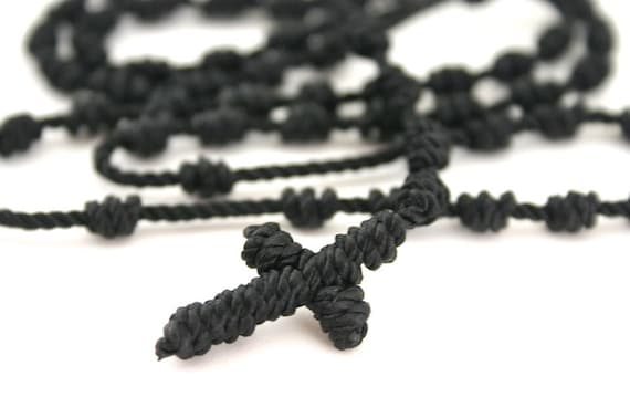 Knotted Rosary Necklace cord Rosary Cross Necklace Rosary Military Cord  Rosary Religious Necklace Thanksgiving Gift, Christmas Gift 