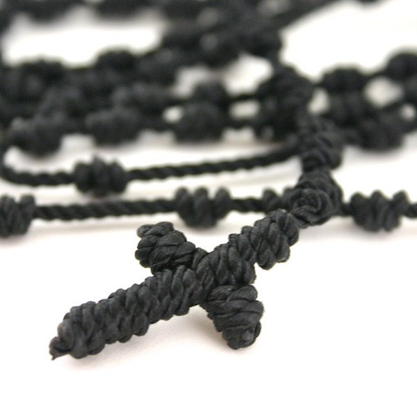 Knotted Rosary Necklace -Cord Rosary - Cross Necklace Rosary - Military Cord Rosary - Religious Necklace - Thanksgiving Gift, Christmas Gift