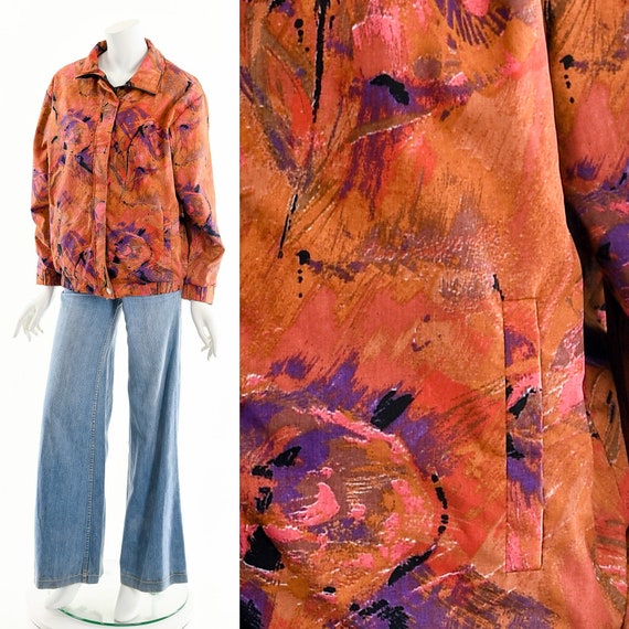 Watercolor Paint Bomber Jacket,Quilted Abstract C… - image 1