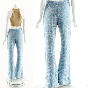 Space Dye Bell Bottoms,Vintage Bobbie Brooks Knit Pants,Boho Bell Bottoms,Baby Blue Flare Pants,Rainbow Knit Bellbottoms,Nubby Knit Pants image 3