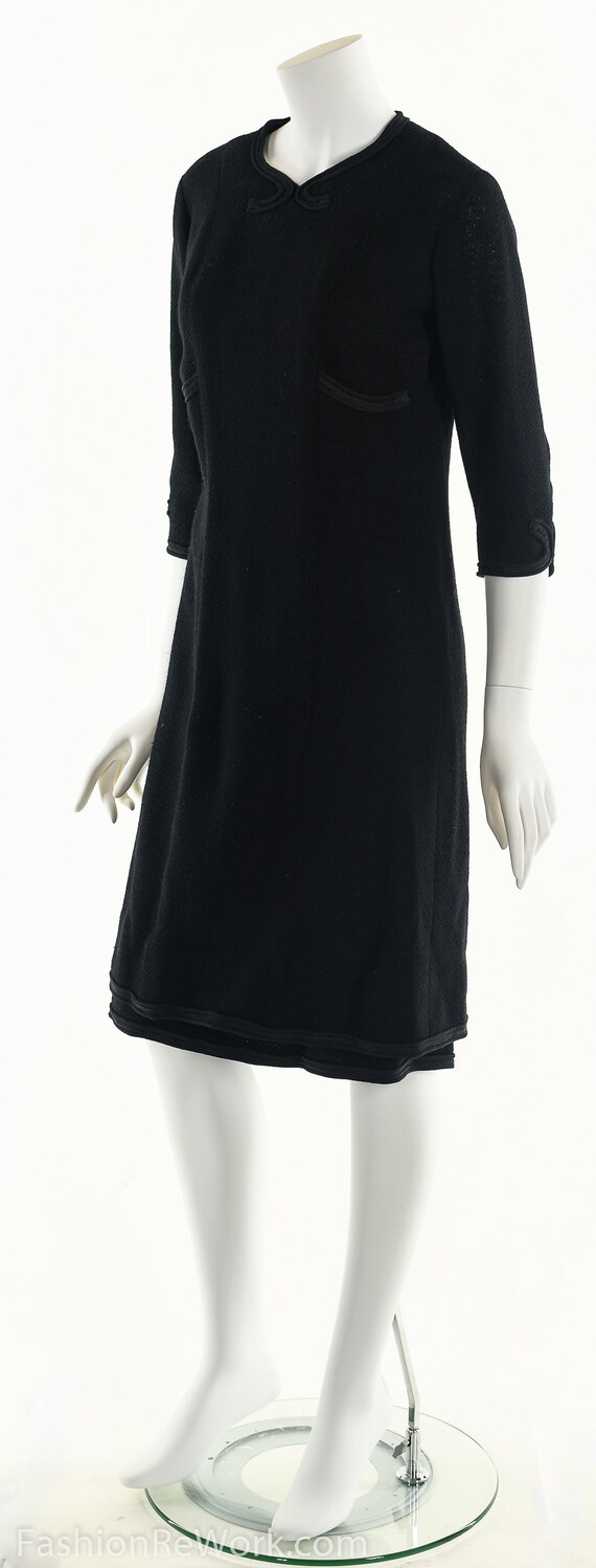 Vintage 20's Black Wool Dress, 20's Dress, Soutac… - image 8