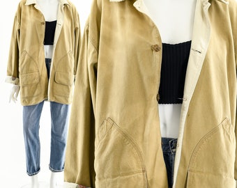 Tan Jacket, Button Up Coat, Vintage Tan Jacket, Vintage Basics, Soft Vintage Coat, Hunting Coat, Autumn Jacket, 90s Jacket, Fishing Jacket