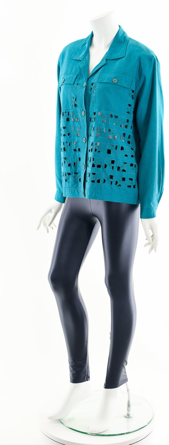 Unique Turquoise Cutout 90s Jacket - image 10