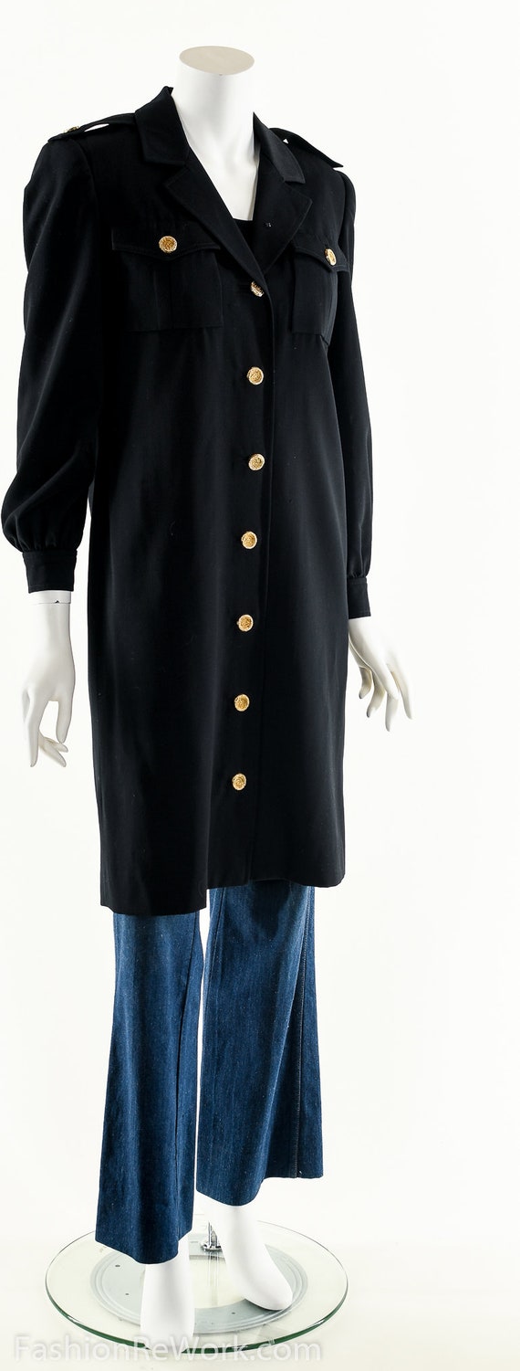 Black Military Trench,Military Inspired Duster,Vi… - image 7