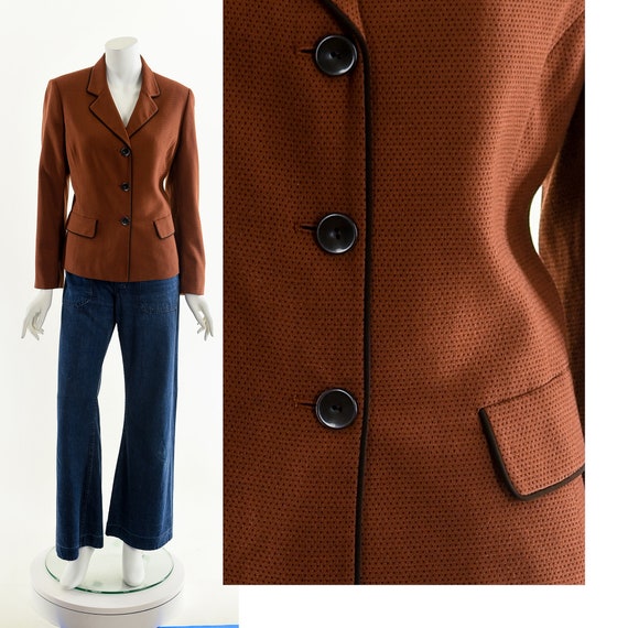 Copper Piped Blazer Suit Jacket - image 3