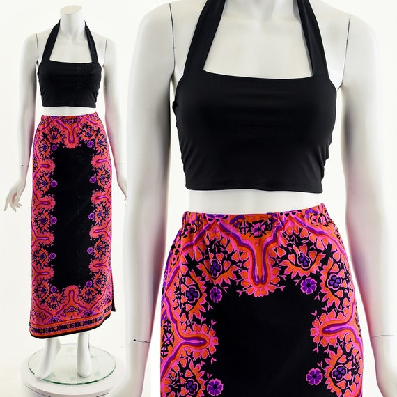 Mr Dino Skirt,Psychedelic Maxi Skirt,Vintage Neon… - image 3