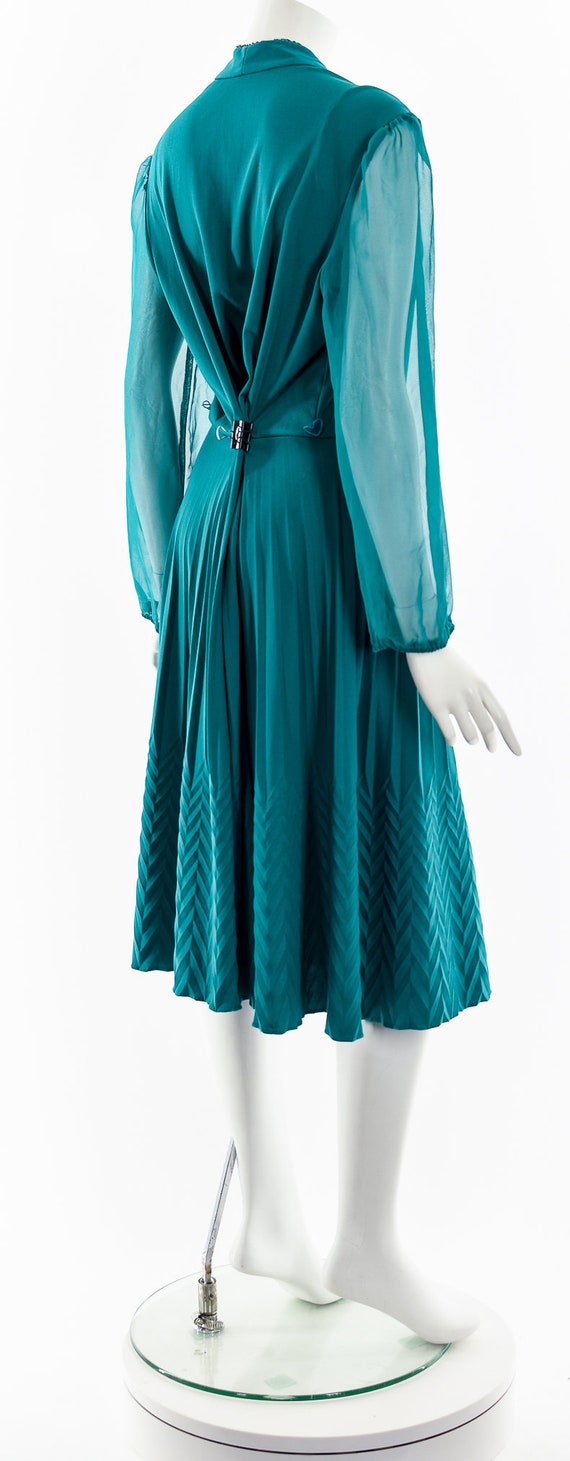 Emerald Green Knife Pleat Dress - image 6