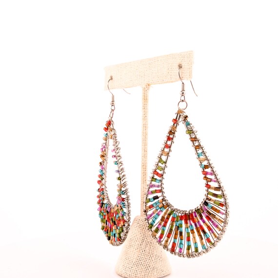 metallic rainbow peacock earrings,bohemian rainbo… - image 2