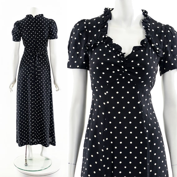 Polka Dot Maxi Dress,30s Inspired Dress,Vintage 3… - image 2