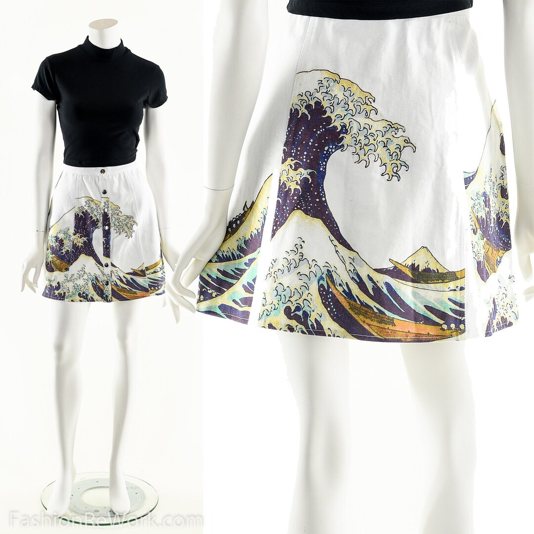 The Great Wave Mini Skirt Great Wave off Kanagawa Art Print Y2K 90s - Etsy