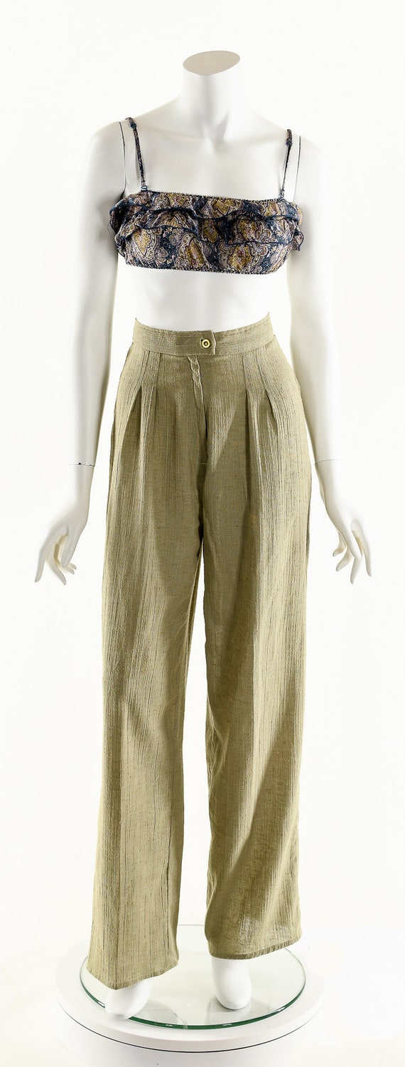 Minimalist Gauze Pants,High Waist Tan Pants,Struc… - image 9