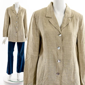 Linen Beige Blazer Coat 90s