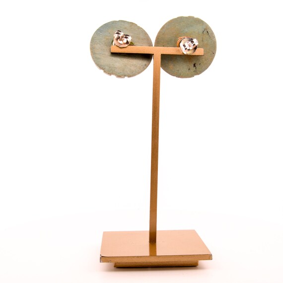 Blue Wooden Carved Earrings 80s - image 5