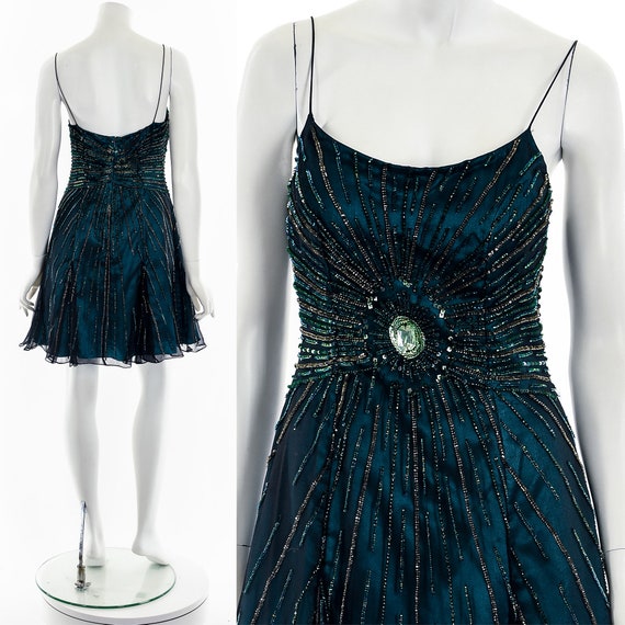 Moody Blue Sequin Silk Dress - image 2