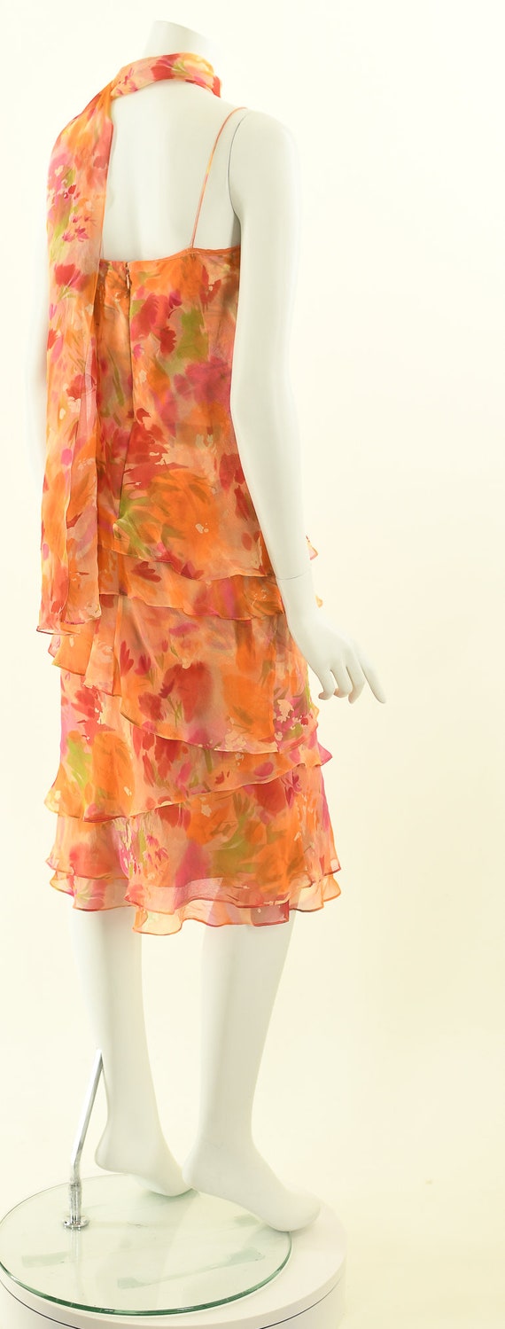 Watercolor Silk Dress,20s Inspired Tea Dress,Ruff… - image 6