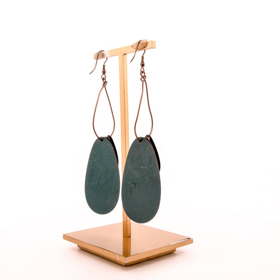 Articulated Patina Turquoise Sculptural Tear Drop… - image 6