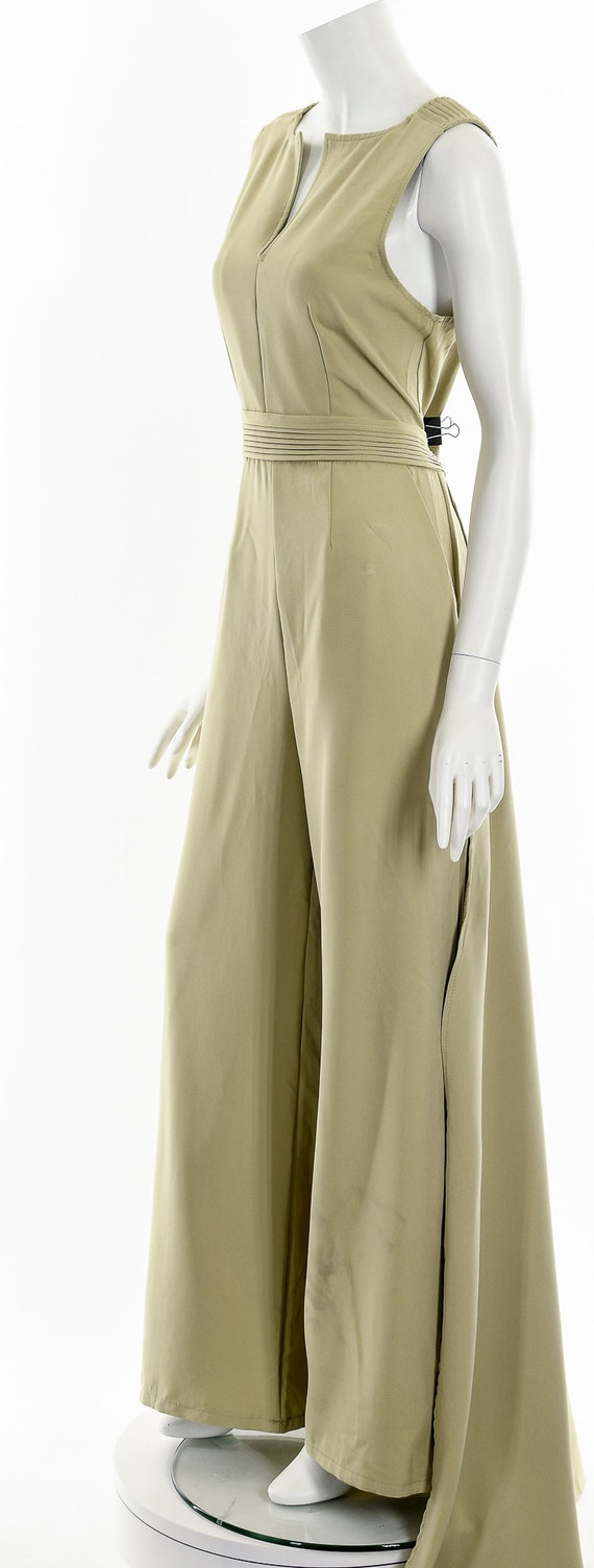 Tan Sleeveless Formal Jumpsuit with Train - image 10