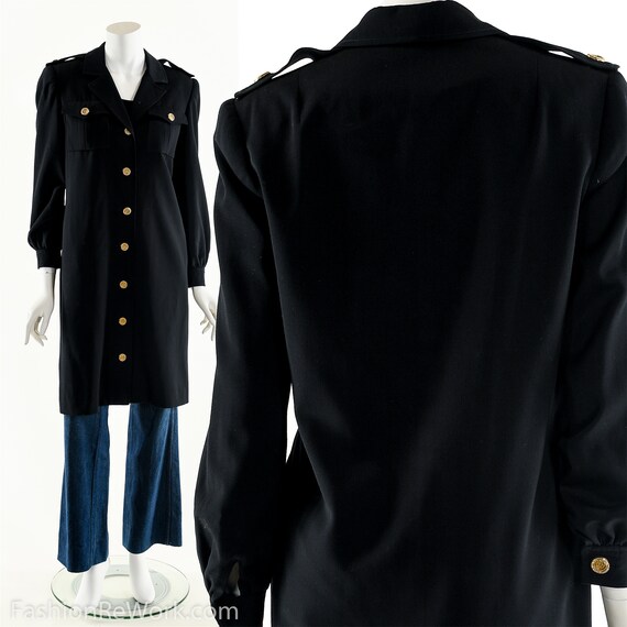 Black Military Trench,Military Inspired Duster,Vi… - image 2
