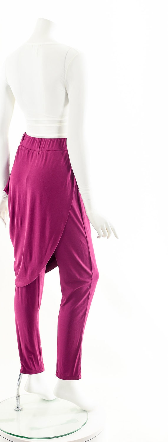 asymmetric harem pants,pink stretchy pants,stretc… - image 6