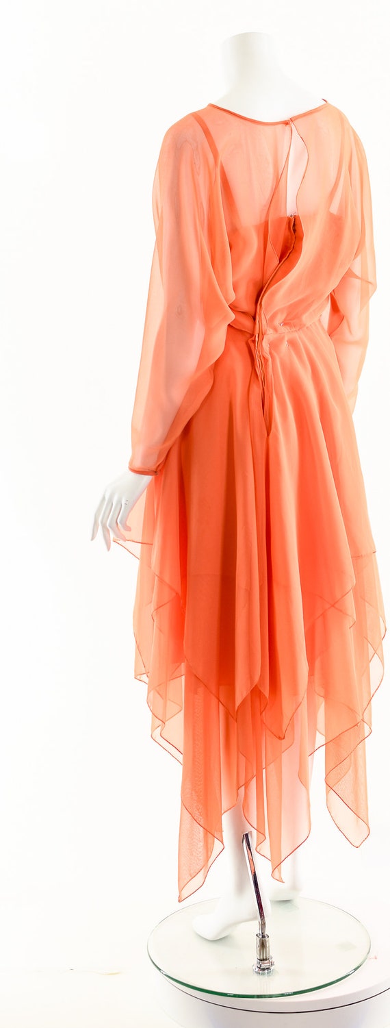 Peach Chiffon Silk Maxi Dress,Royal Blue Goddess … - image 8