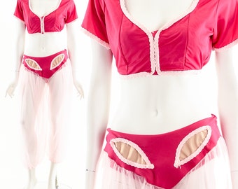 Vintage Sexy Genie Costume,I Dream of Genie Costume,60s Genie Costume,Sexy Sheer Love Slave Costume,Pink Slave Costume,Vintage Genie Look