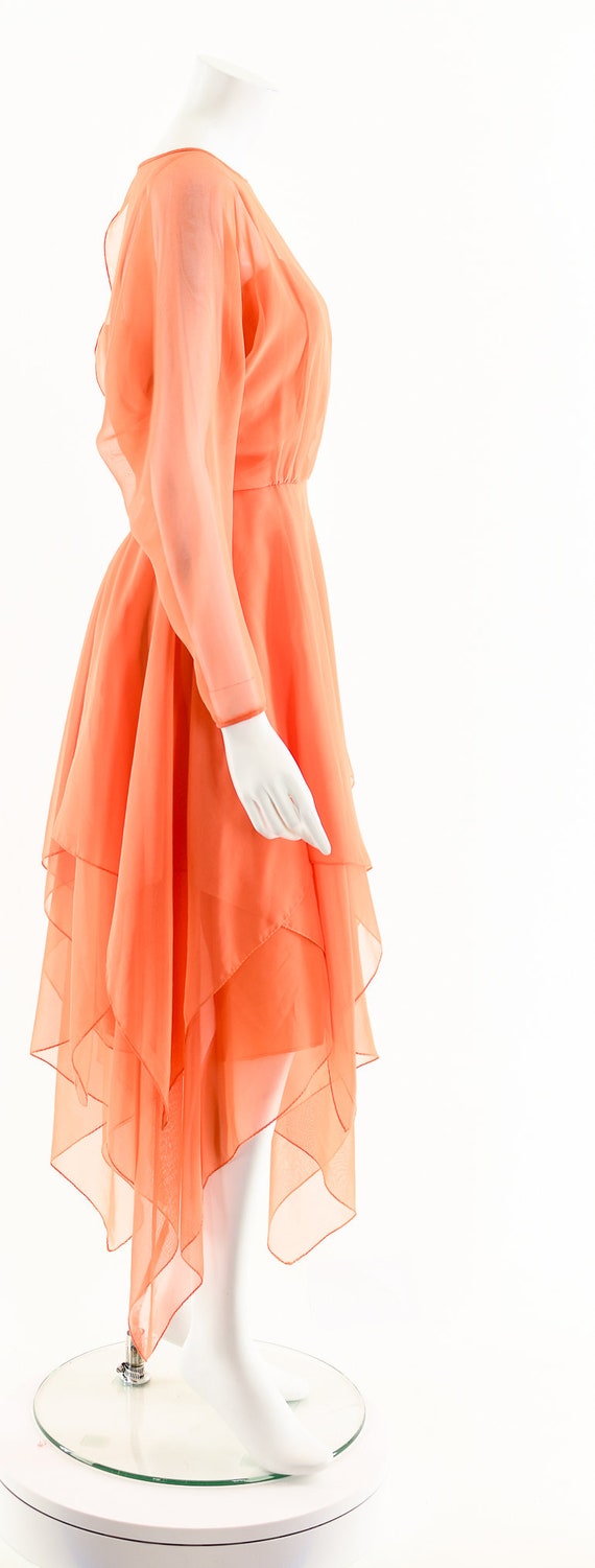 Peach Chiffon Silk Maxi Dress,Royal Blue Goddess … - image 5