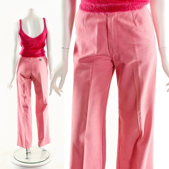 Pink Bell Bottoms,Vintage Coral Bellbottoms,70s W… - image 1