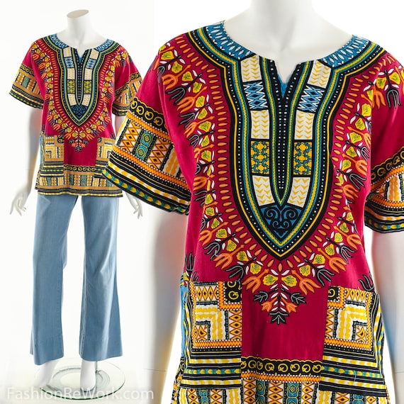 Vintage Dashiki, Vintage 70&rsquo;s Dashiki, Pink Dashiki, … - Gem