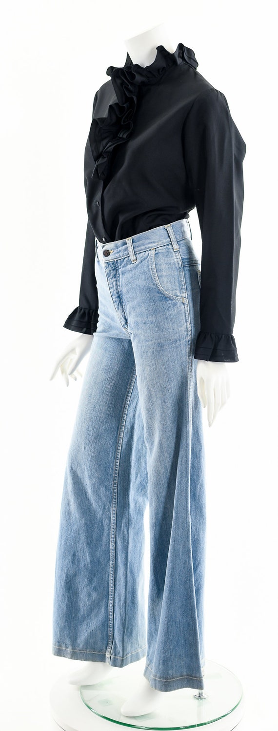 Black Ruffled Button Up Blouse (Medium) 