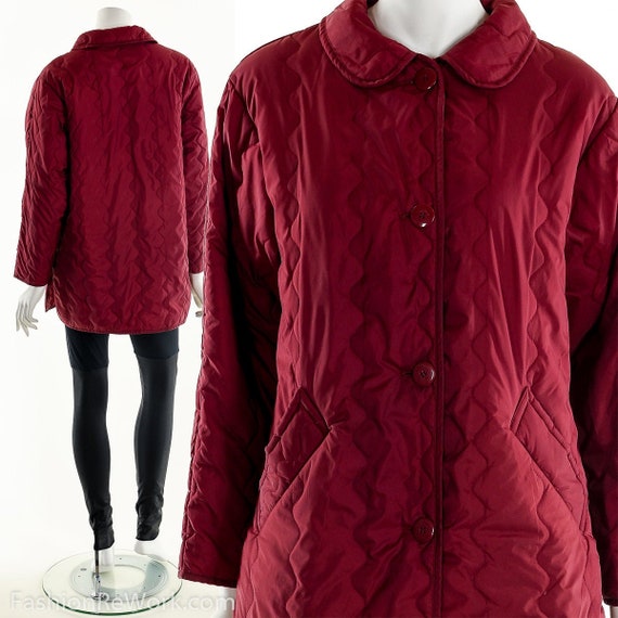 Vintage Quilted Jacket, Red Quilt Jacket, 90’s Qui
