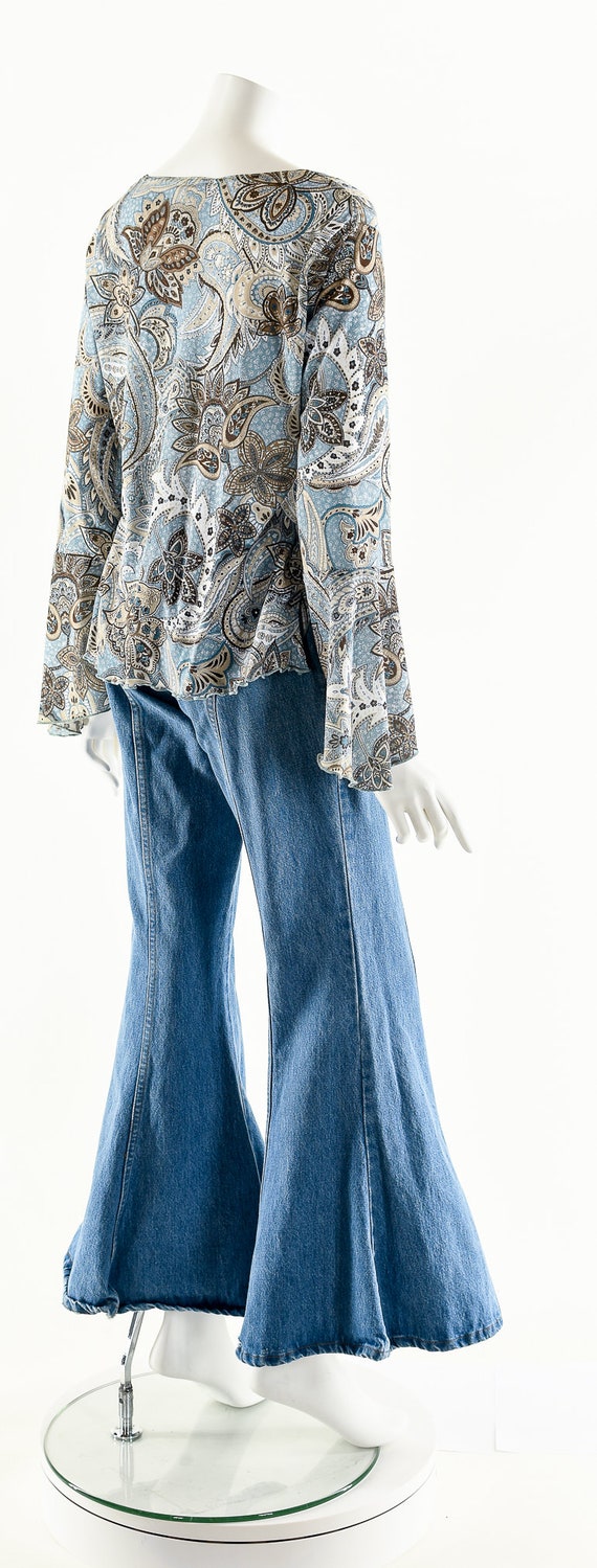 Blue Bohemian Blouse,Paisley Print Boho Top,90s D… - image 6