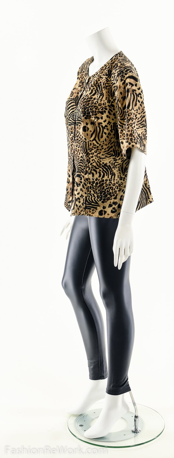 Animal Print Blouse,Vintage Leopard Shirt,Cheetah… - image 5