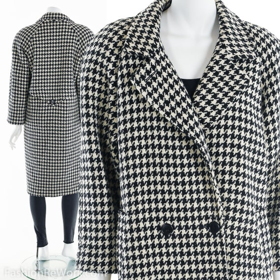 Houndstooth Wool Coat, Wool Trench Coat, Wool Peac
