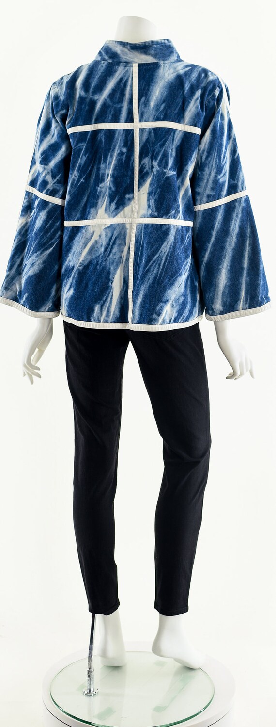 Shibori Leather Kimono,Indigo Blue Jacket,Bohemia… - image 7