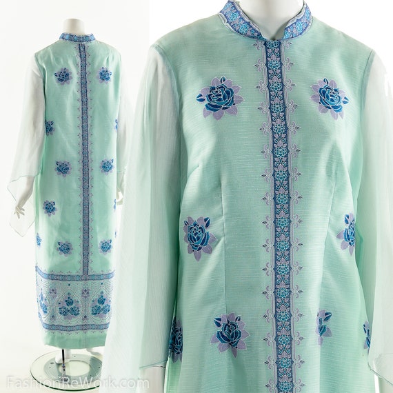 ALFRED SHAHEEN Dress,70s Rose Mandala Dress,Angel… - image 3