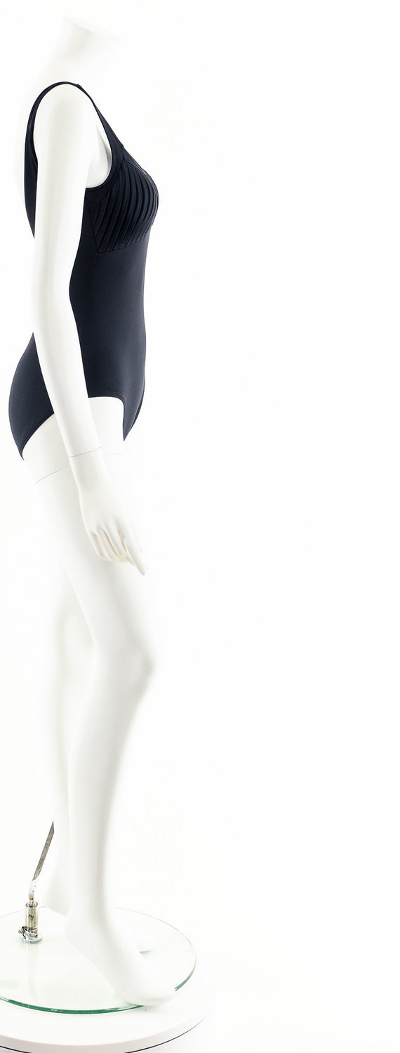 Black Ruched Body Suit, 90s Vintage Leotard - image 5