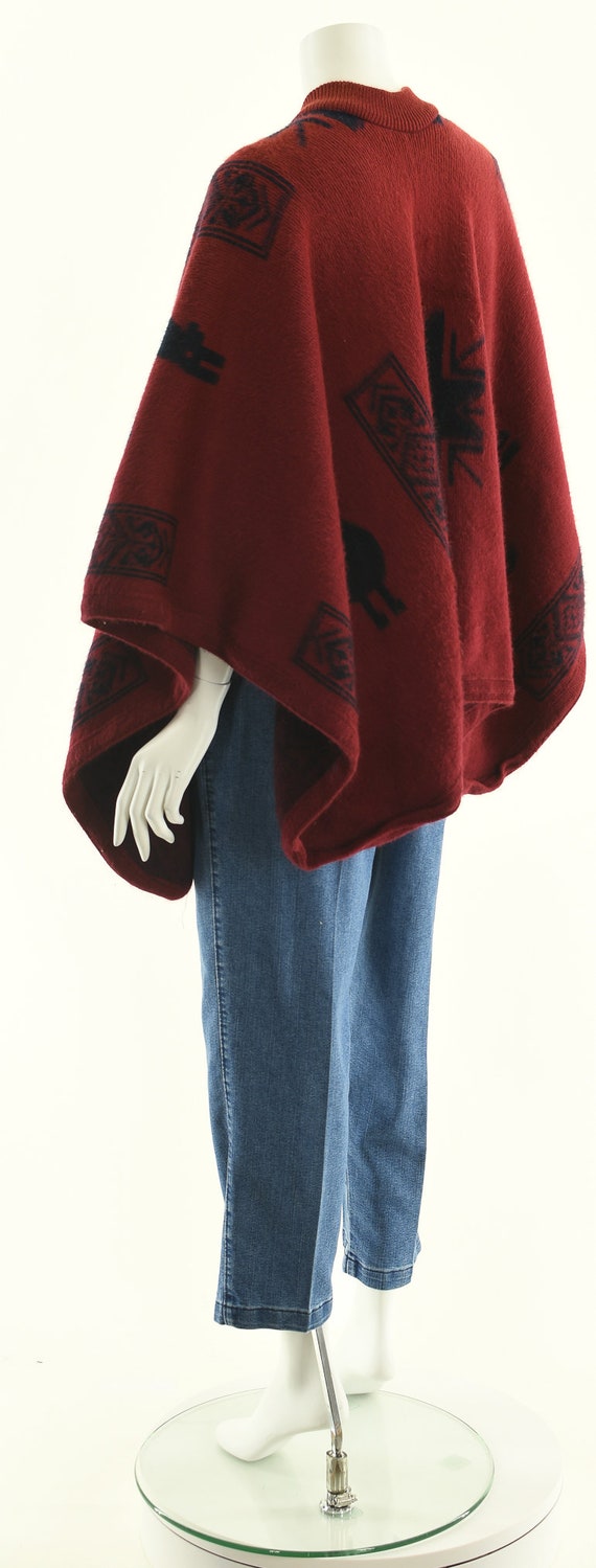 red alpaca wool poncho, southwest south american … - image 8