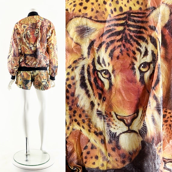 Eye of the Tiger Vintage Tyvek Bomber Jacket,tiger Cat Tyvek
