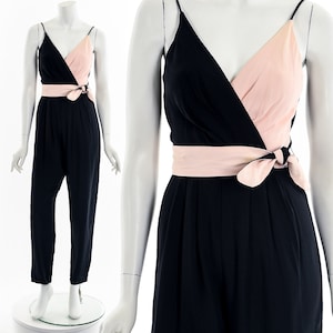 Baby Pink + Black Wrap Jumpsuit