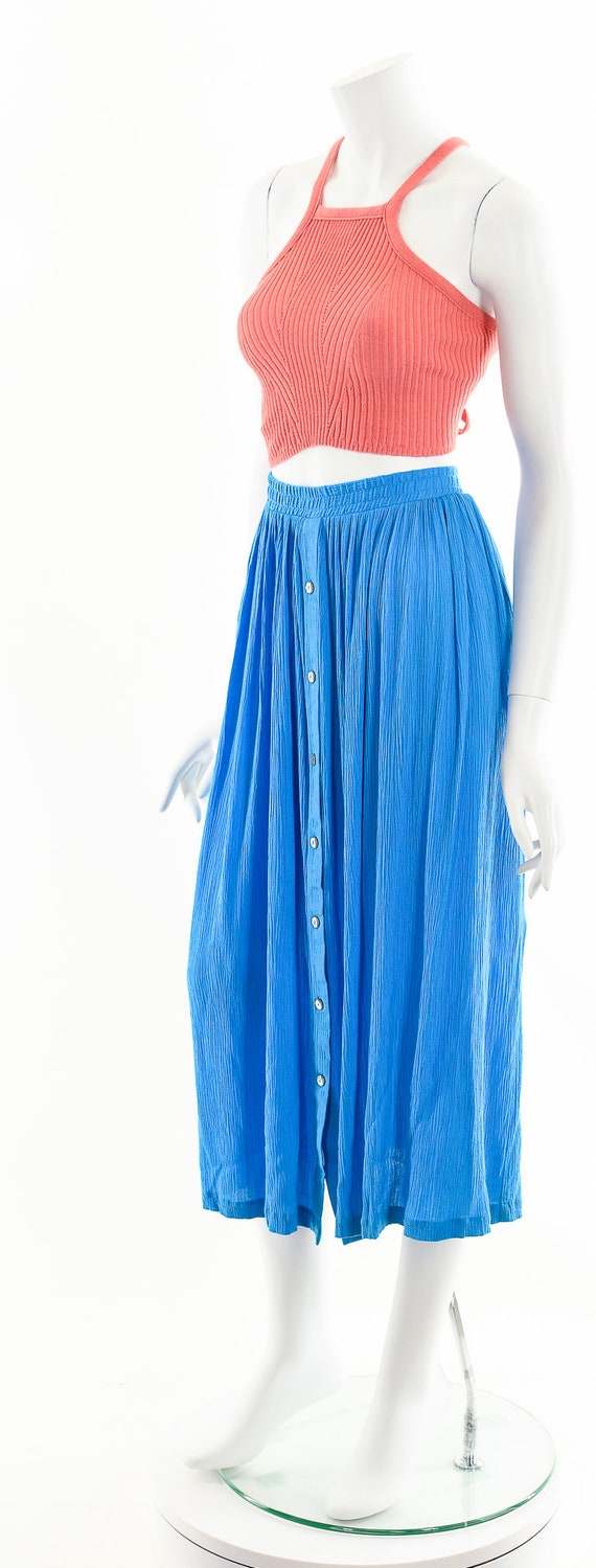 Blue Crinkle Gauze Skirt - image 10