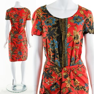 Batik Print Wrap Dress 70s Dress