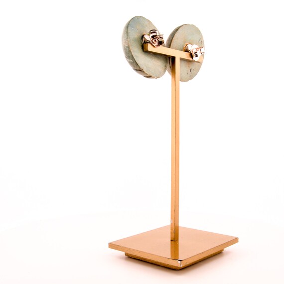 Blue Wooden Carved Earrings 80s - image 4