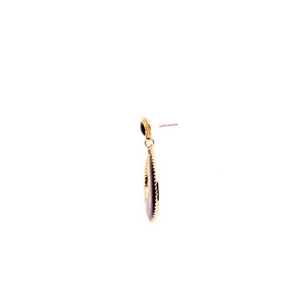 Black + Gold Tear Drop Dangly Earrings - image 3