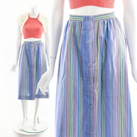 Pastel Striped Midi Skirt,Rainbow Pastel Skirt,Vi… - image 1