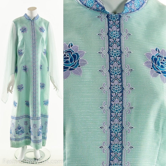 ALFRED SHAHEEN Dress,70s Rose Mandala Dress,Angel… - image 2