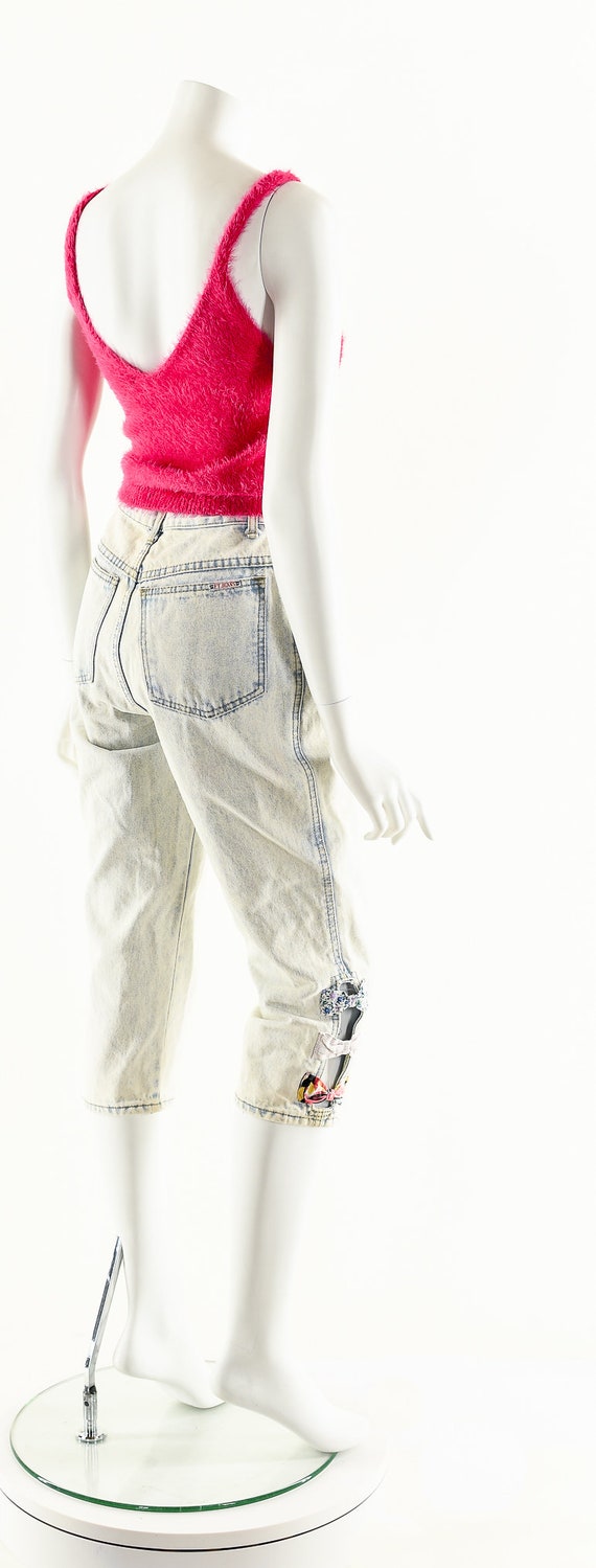 Acid Wash Jeans,High Waist Capris,Bow Tie Pants,8… - image 5