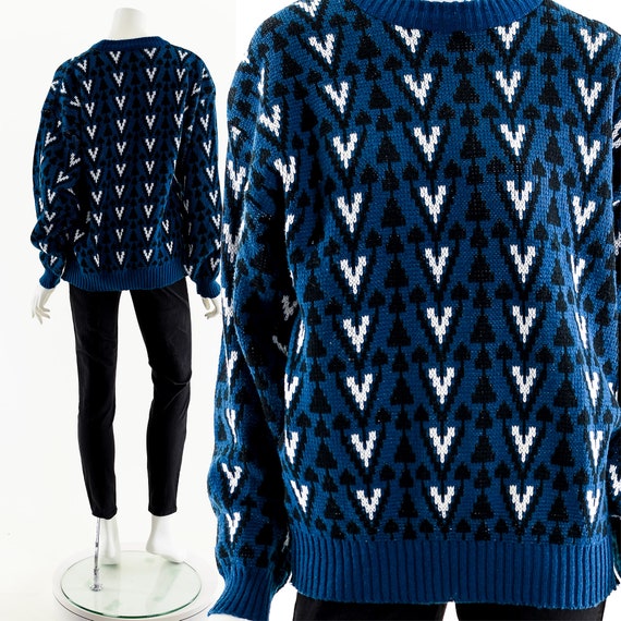 Blue + Black Geometric Sweater - image 3