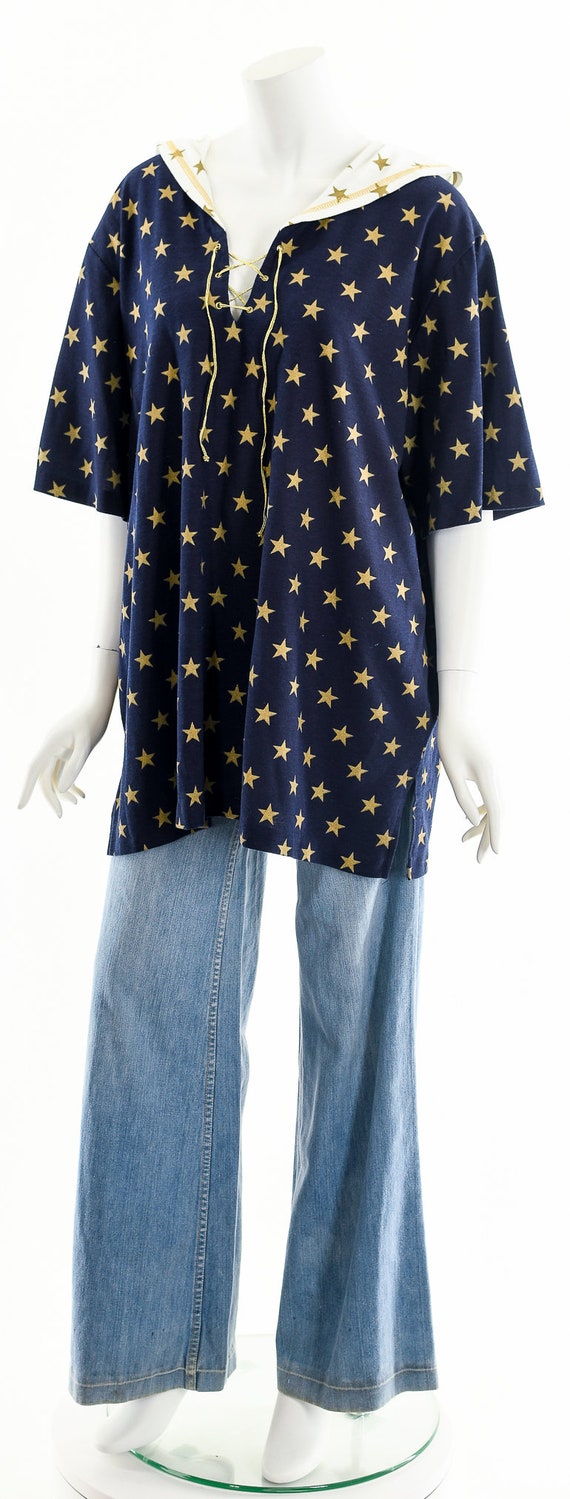 Star Print Tee,Vintage Star Top,Corset Lace UP Sh… - image 4
